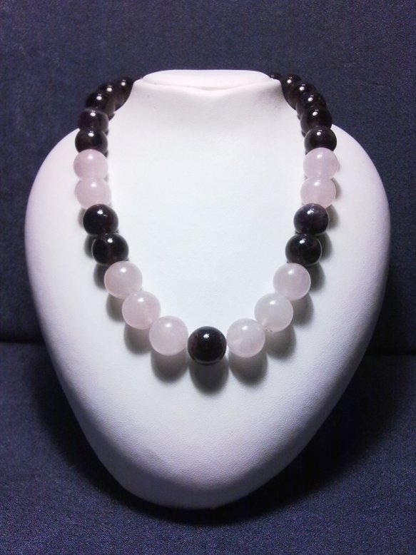 rózsakvarc-ametiszt nyaklánc